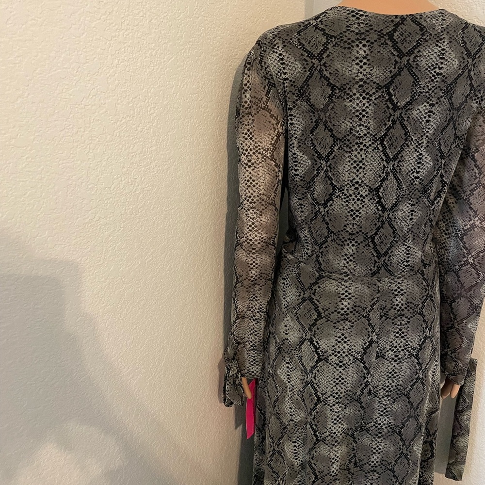 Betsey Johnson Gray Black Snakeskin Print Mesh Dress